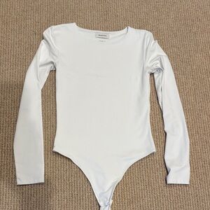 Babaton White Long Sleeve Bodysuit